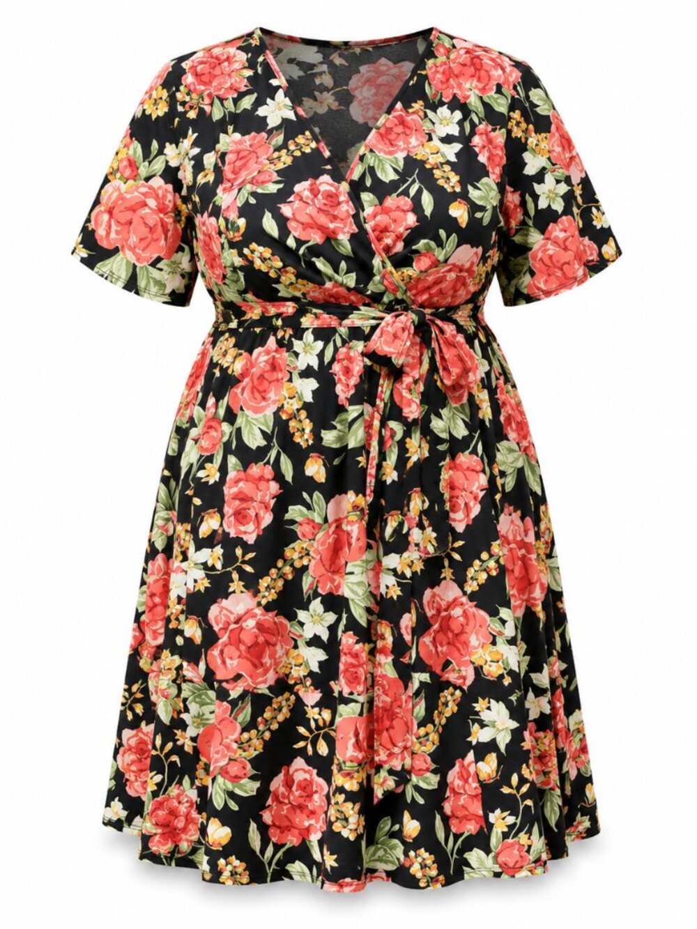 Anna Kaci Floral V-Neckline Dress